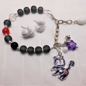 Handmade jewelry set: bracelet and two pairs of earrings No 914